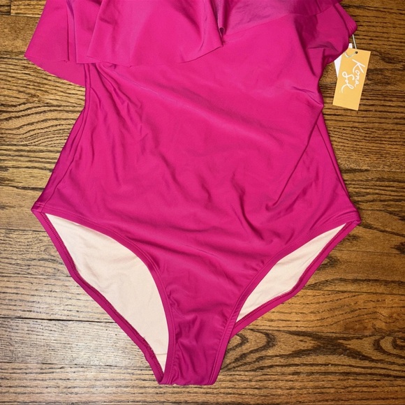 Kona Sol‎ Woman Large Swimsuit High Waisted One Piece Hot Pink Beach Sexy NWT - Picture 5 of 13